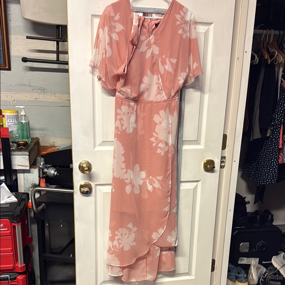 Lane Bryant Pink Ruffled Wrap Gown